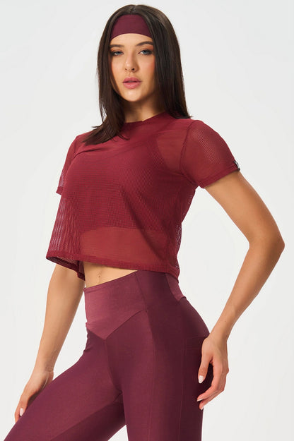 Blusa Box MC Screen Burgundy