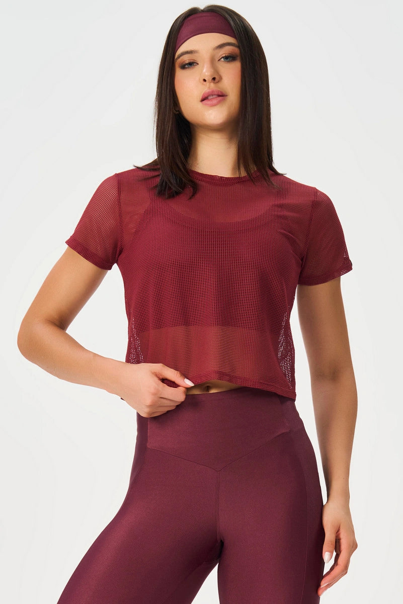 Blusa Box MC Screen Burgundy
