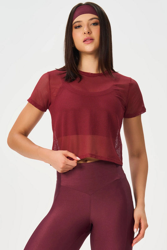 Blusa Box MC Screen Burgundy