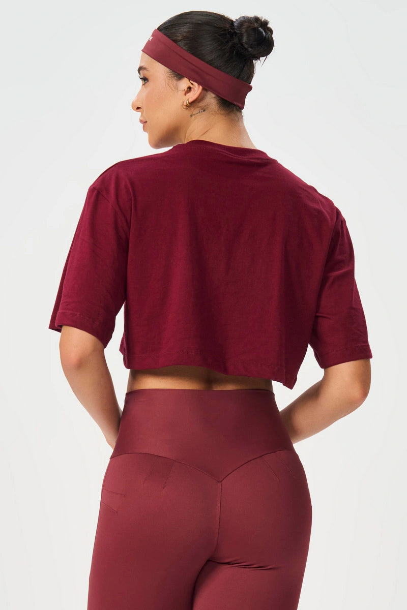 Cropped Brand Up Burgundy