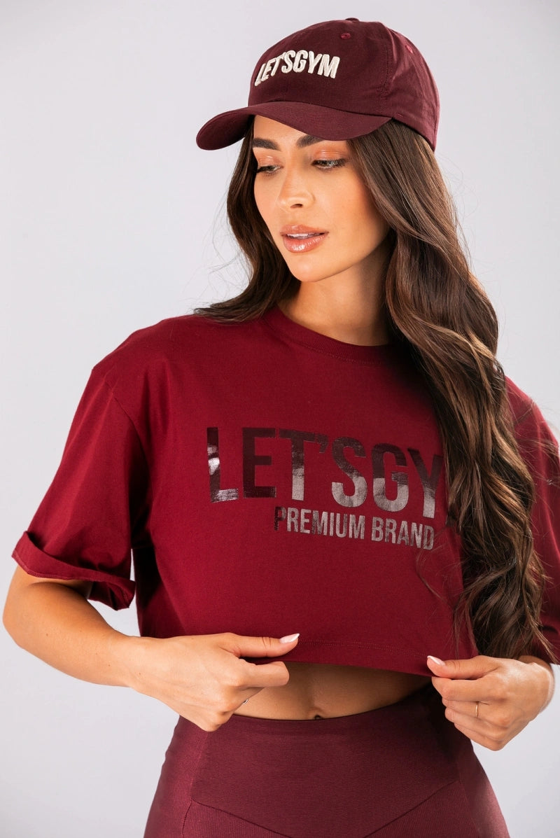 Cropped Brand Up Burgundy