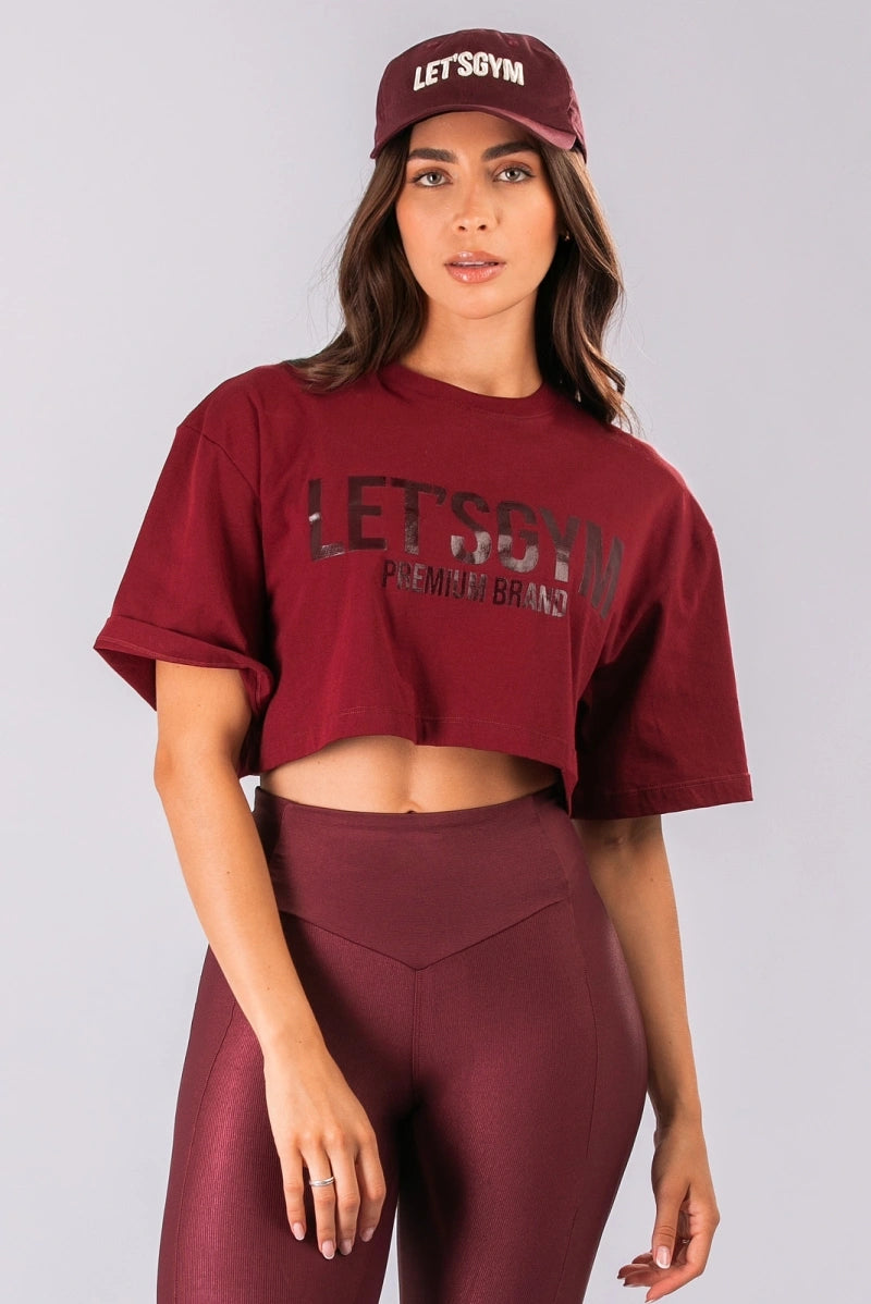 Cropped Brand Up Burgundy