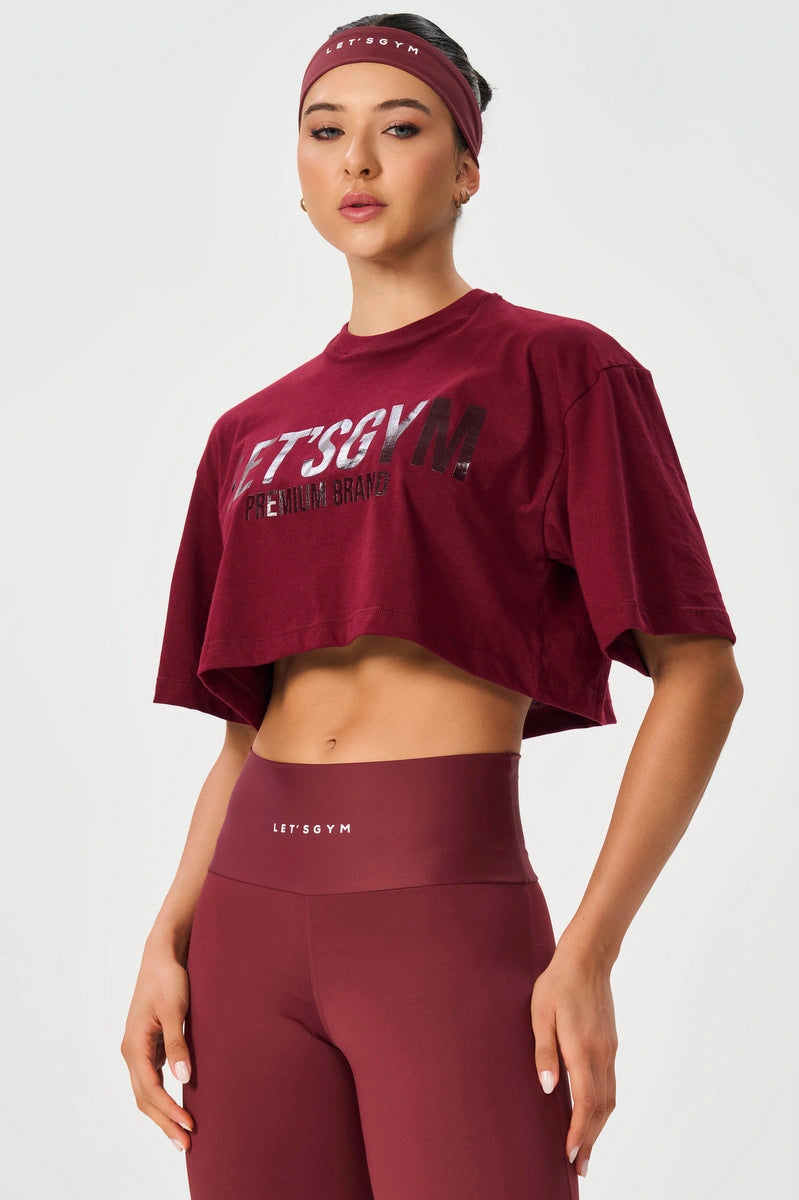 Cropped Brand Up Burgundy