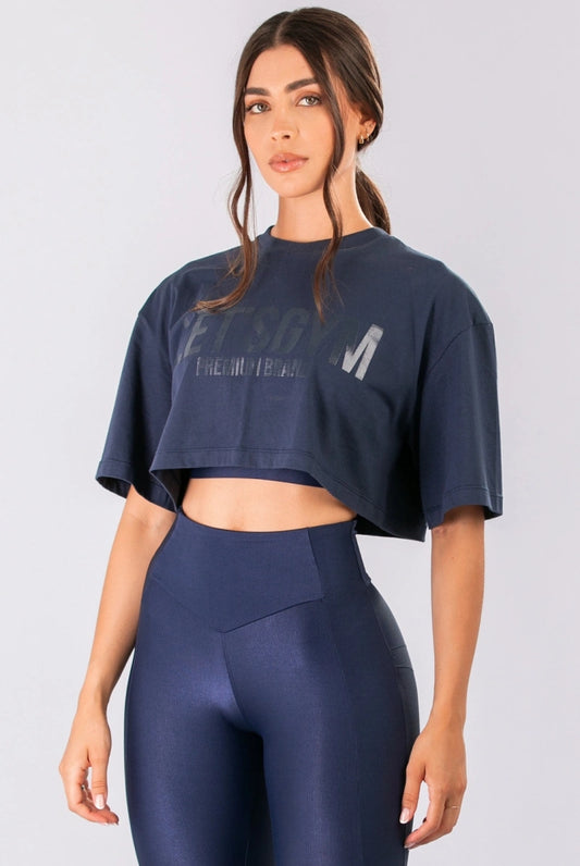 Cropped Brand Up Azul Navy